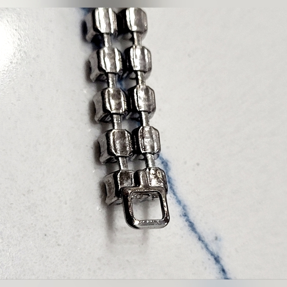 VINTAGE Double rhinestone chain link tennis bracelet, 7" - Picture 9 of 16
